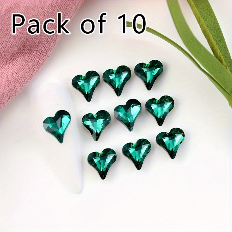 10PCS/Pack Pointed Bottom Nail Rhinestones Heart Purple Crystal