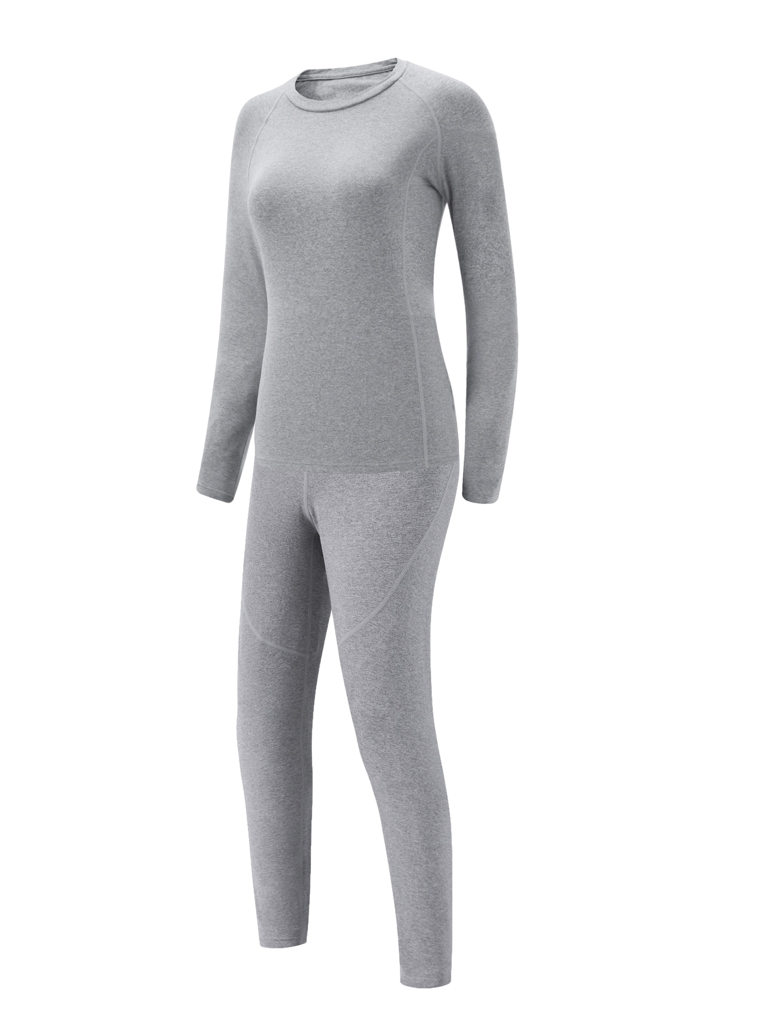 Buy Thermajane Women's Ultra Soft Thermal Underwear Long Johns Set with  Fleece Lined (Small, Grey) at