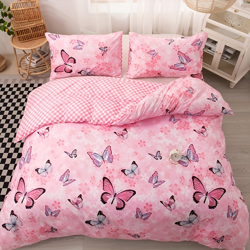Image of 3pcs Fashion Fresh Duvet Cover Set, Flower Print Bedding Set, Soft Comfortable Breathable Duvet Cover, For Bedroom Decor (1*duvet Cover + 2*pillowcase, Without Core)