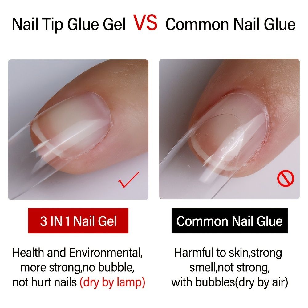 Adhesive Gel For Acrylic Nails Long Lasting Curing Needed Uv Led Extension  Glue For False Nail Tips And Press On Nails | Don't Miss These Great Deals  | Temu