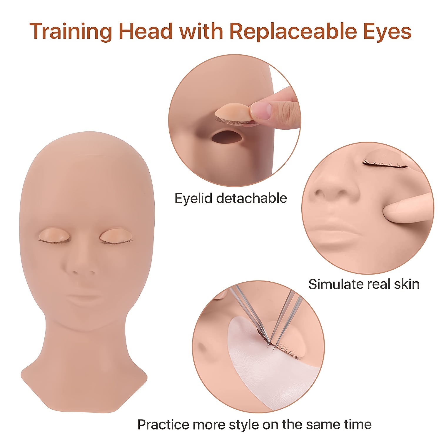 Lash Mannequin Head With Replacement Eyelids Lash Extension - Temu