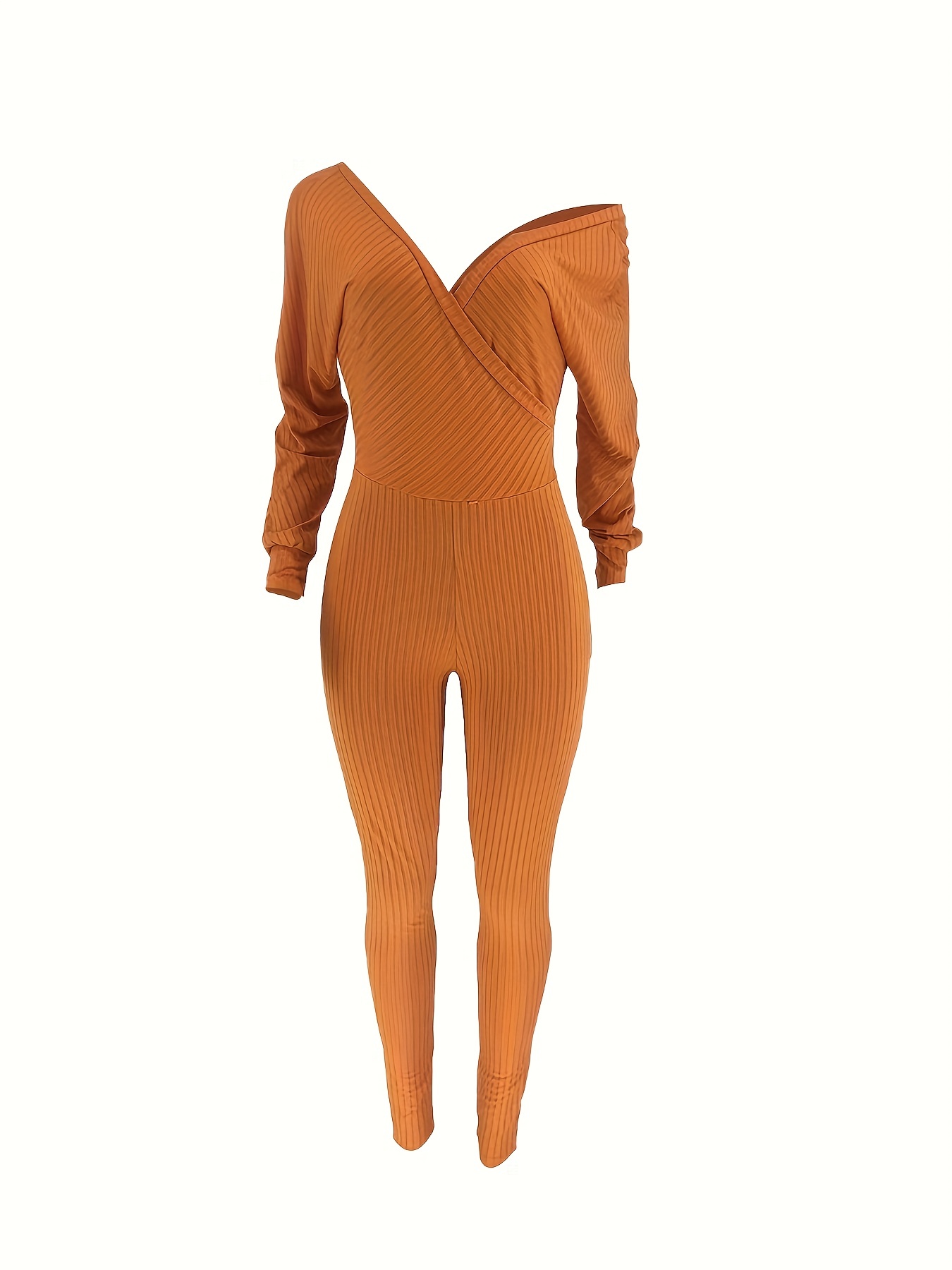 Orange Ribbed Knit Racer Bodysuit, Knitwear