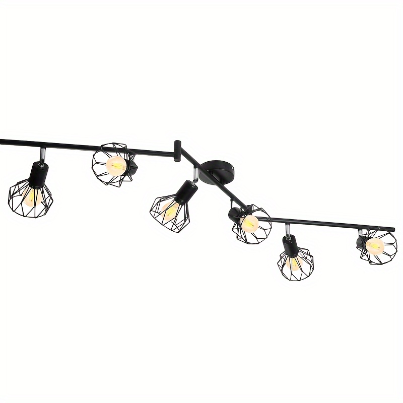 Track Lighting Black Ceiling Spotlight With Rotatable Lamp Head, E14 Bulb, Cage Spotlight, Indoor Adjustable Spotlight Fixing Device For Living Room, , And Studio, Without Bulb