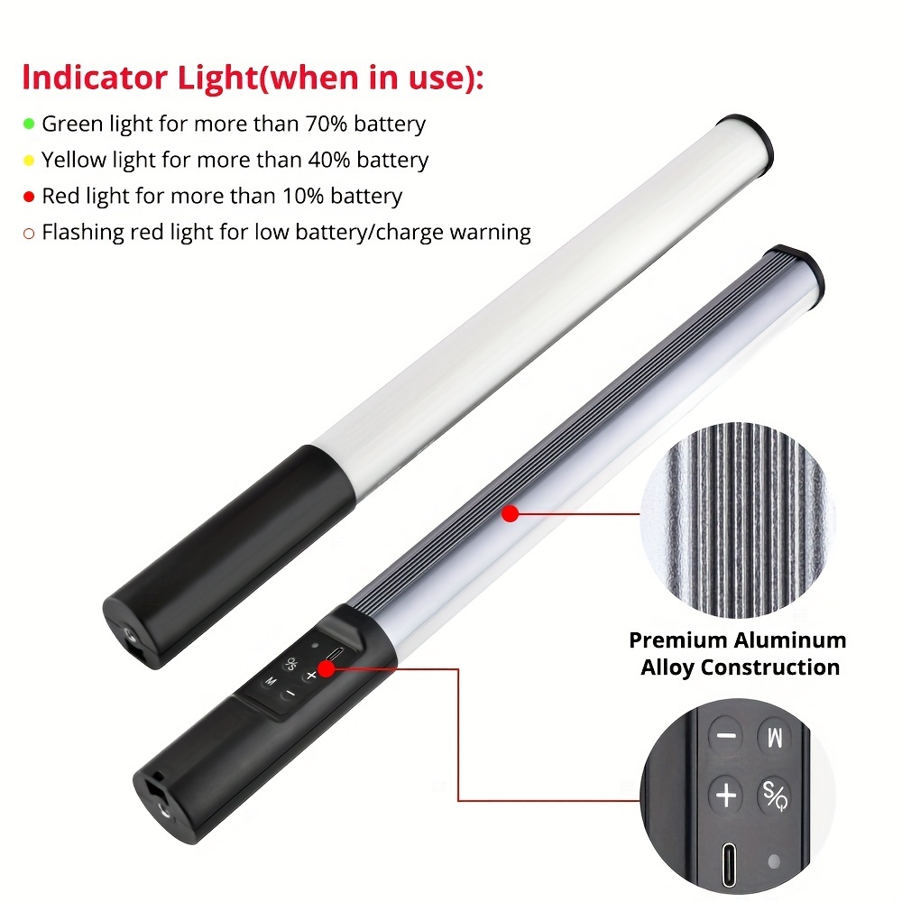 Comprar Tubo de luz RGB de mano Varita de luz LED para vídeo 3200K-5500K  Regulable 9 efectos de iluminación coloridos Batería incorporada con  control remoto