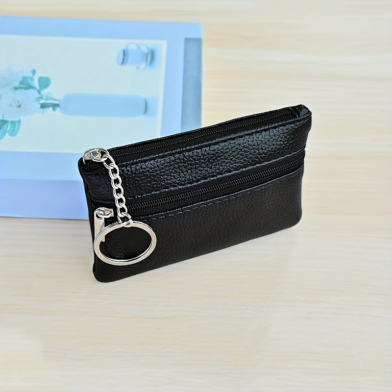 Small Womens Change Wallet Coin Purse Leather Zipper Card Holder Clutch  Keychain