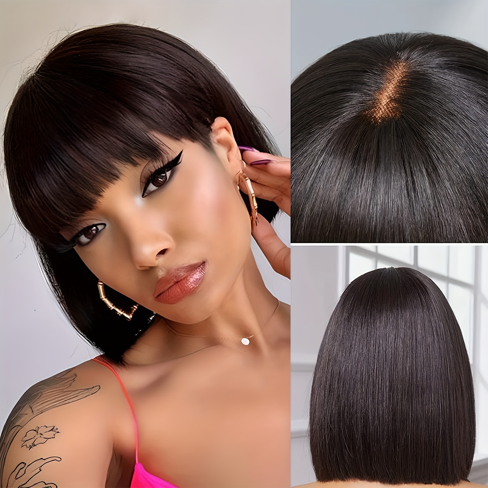 ヘアボブ ショートストレート ウィッグ 女性 レディース　ライトブラウン　茶色 - 5
