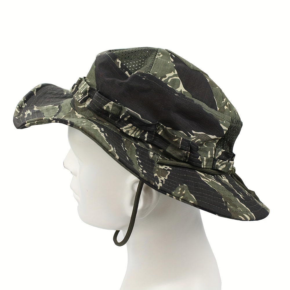 New Tactical Camouflage Breathable Sunscreen Bucket Hat, Fishing Hat, Suitable for Outdoor Mountaineering, Fishing,Multicam,Temu