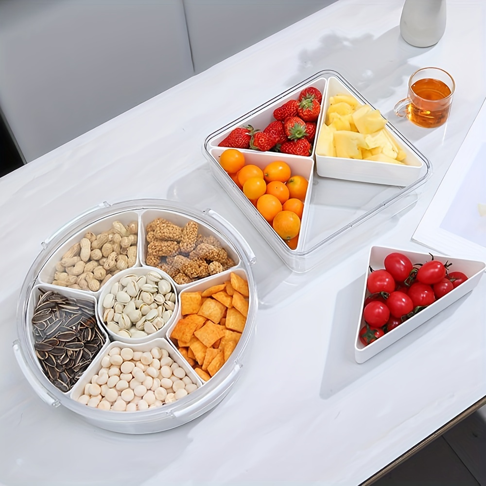 Serving Tray Lids Plastic Snack Box Divided Fruit Plate Dry - Temu