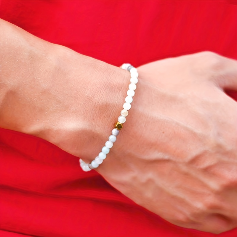 Natural Stone Turquoise Bead Bracelet for Men