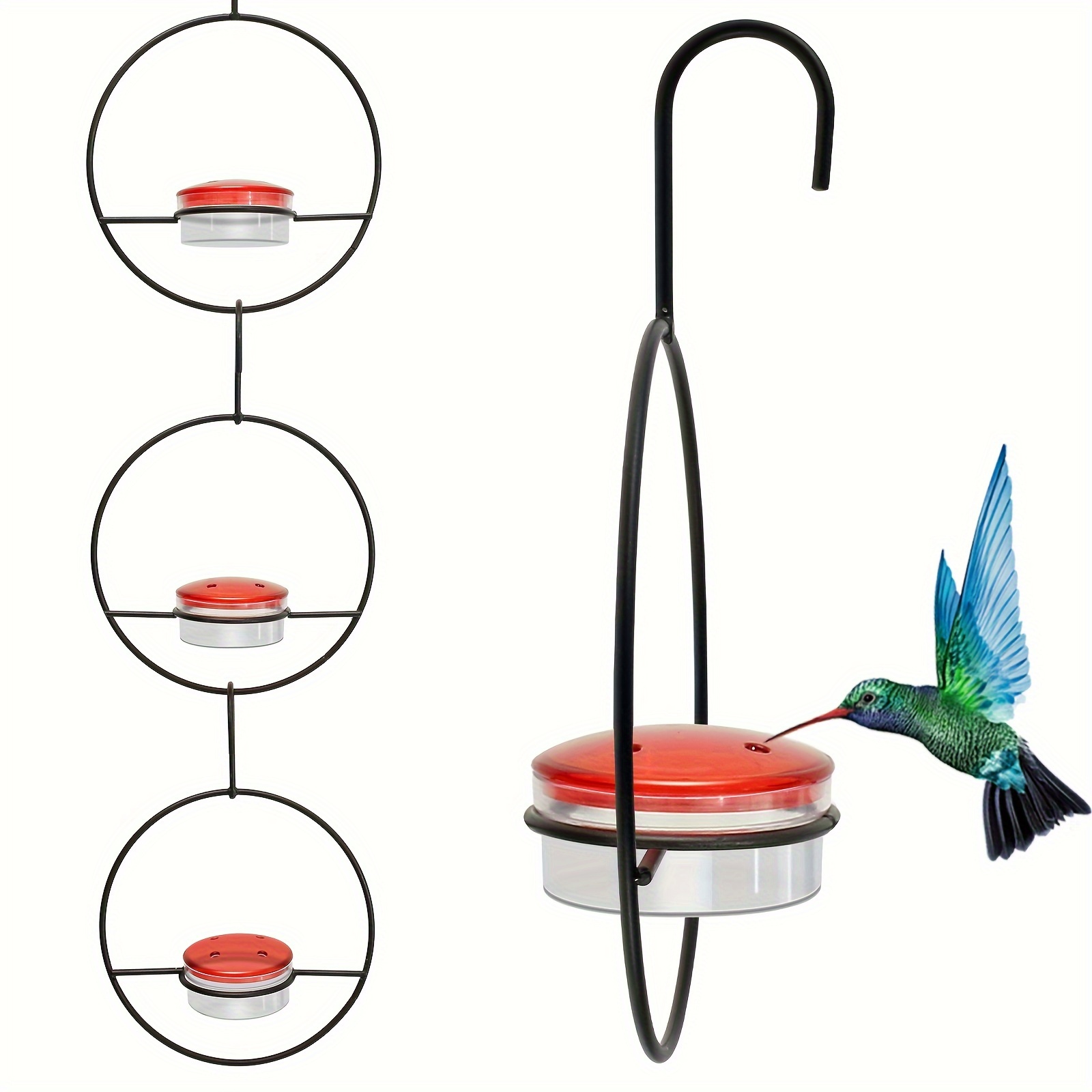 Mangeoire à colibris, mangeoires à oiseaux pour l’extérieur en verre  suspendu en métal Poteau de mangeoire à colibris, jardin arrière Balcon  Colibri