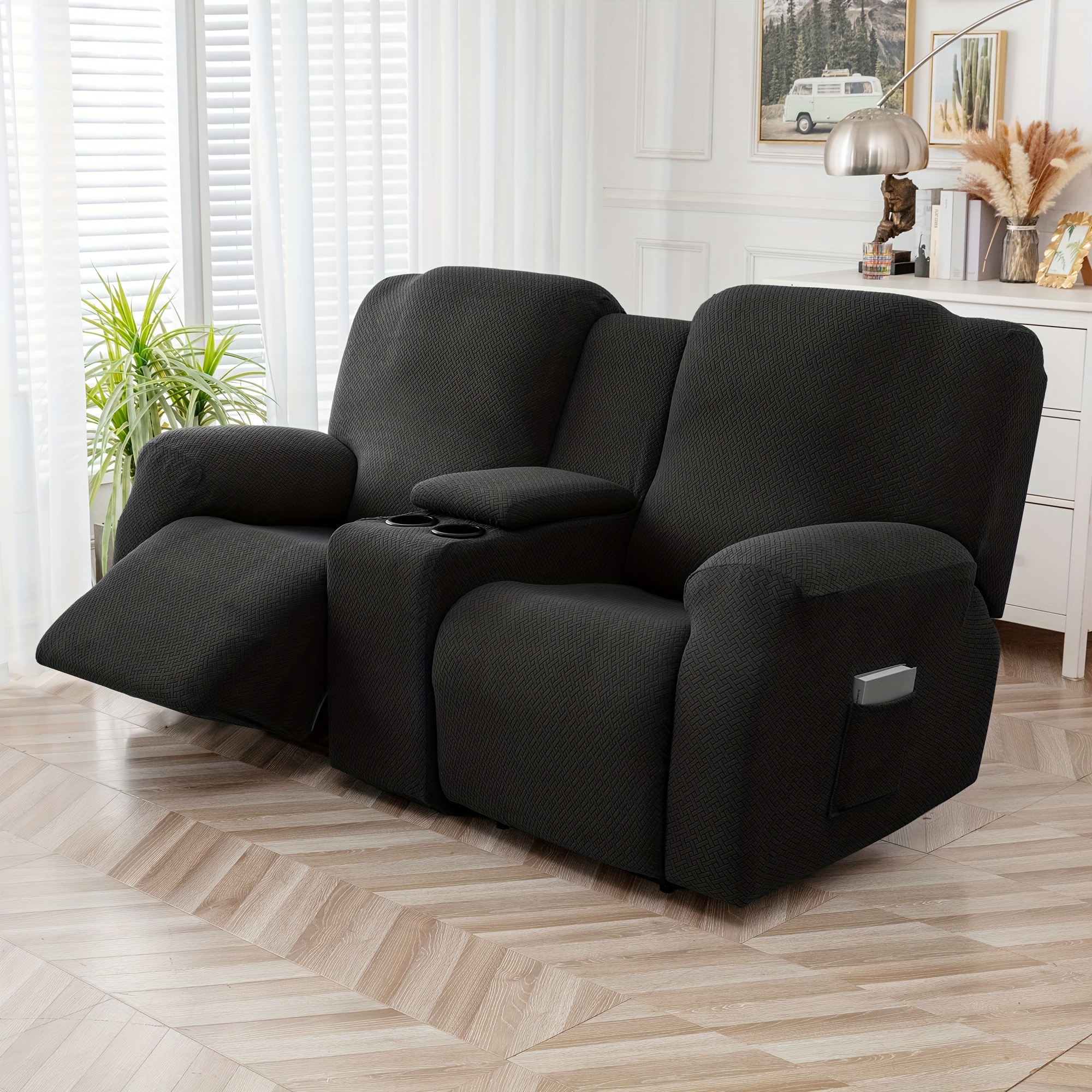 Black discount recliner slipcover