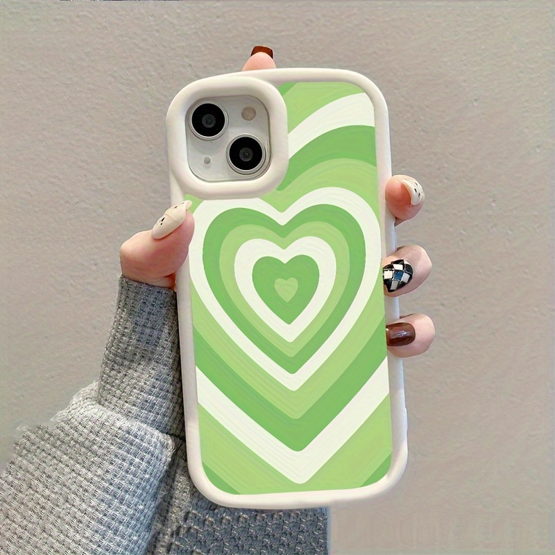 Green Heart Graphic Pattern Phone Case Iphone 14 13 12 11 Temu