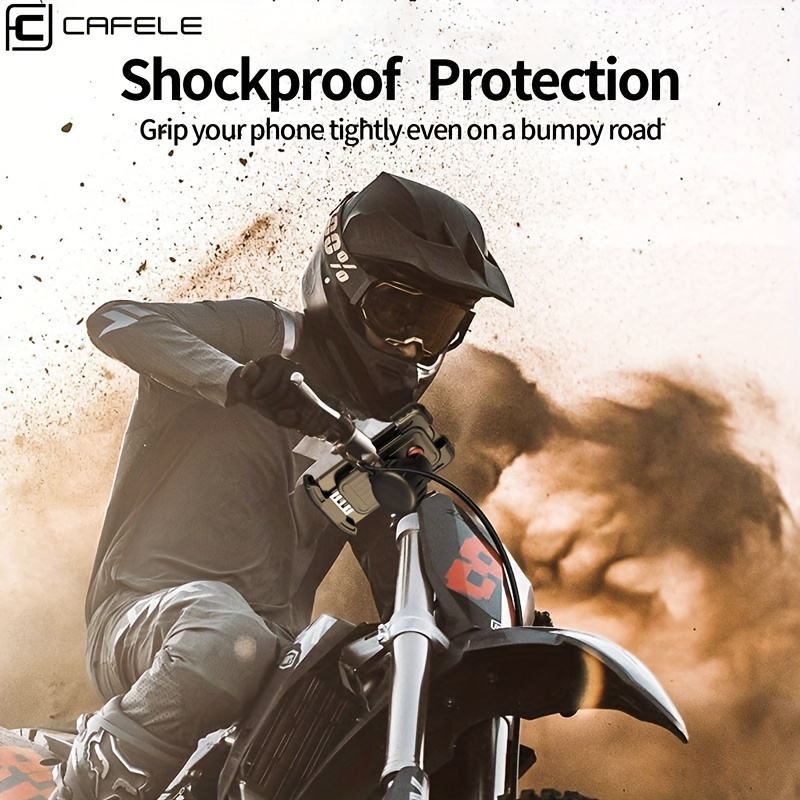 Motorcycle Phone Mount Auto Lock 100mph Military Anti-Shake Bike