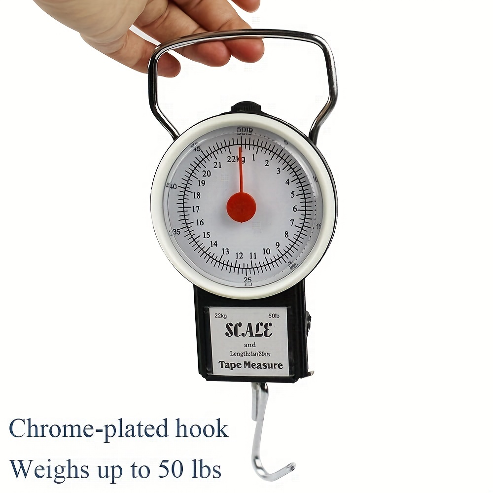 Hand Held Dial Weight Scale With Tape Measure, Portable Spring