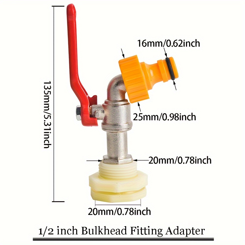 1pc Ibc Tank Tap Faucet Kit, Rain Barrel Spigot Pvc Faucet Kit With 15-18mm Hose Connector Outdoor Faucet Watering For Farm Greenhouse
