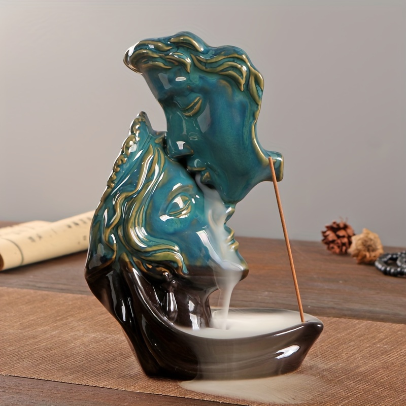 Ceramic Backflow Incense Burner Waterfall Dragon/Buddha's hand/Boat Ornament