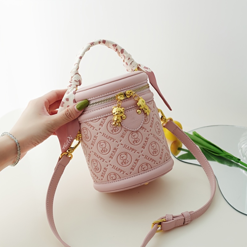 Elegant Drawstring Bucket Bag Womens Trendy Faux Leather Chain Shoulder Bag, Free Shipping For New Users