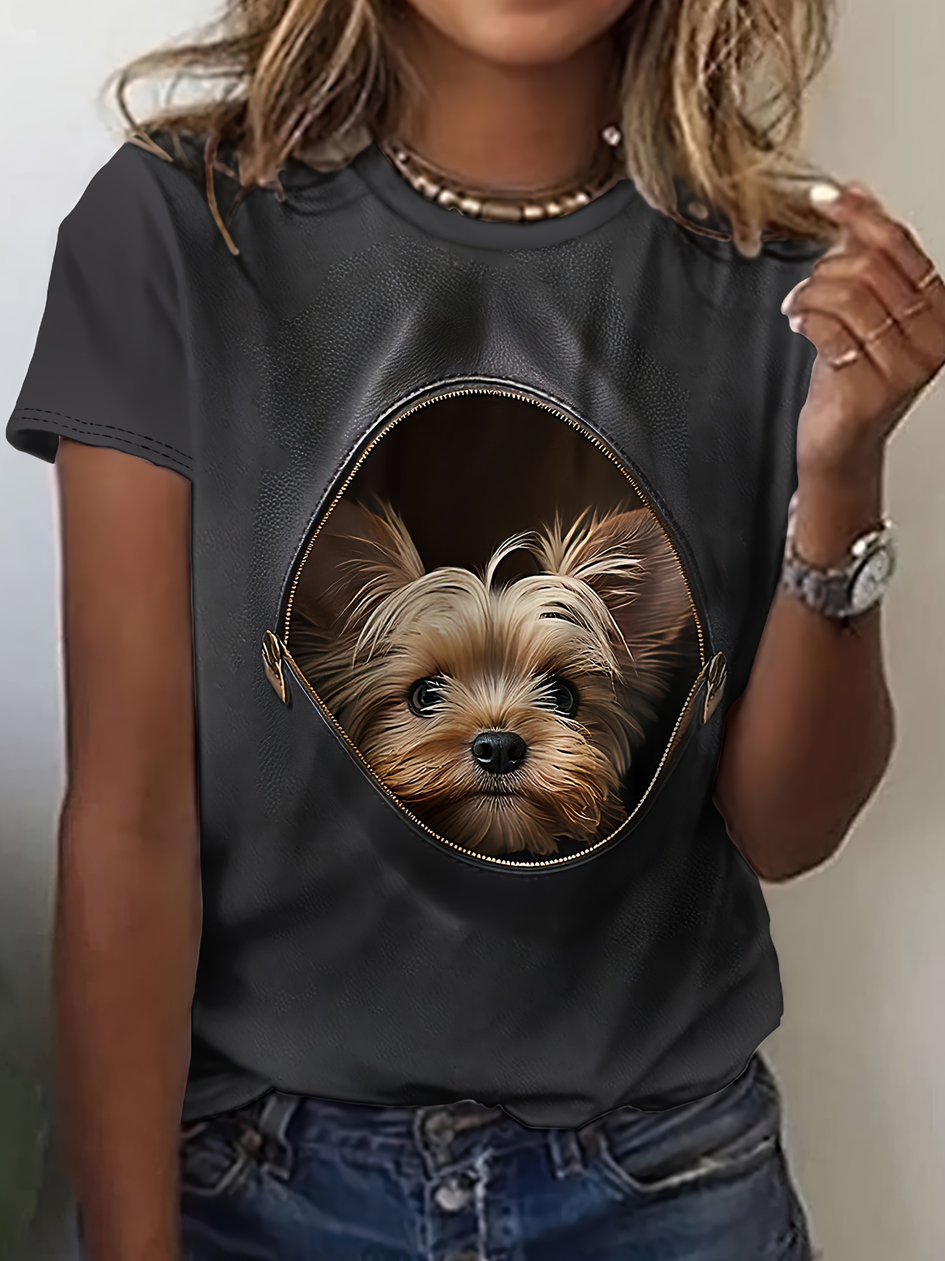 Tシャツ・カットソー No.0835 digital puppy over half T CG029_KF9573