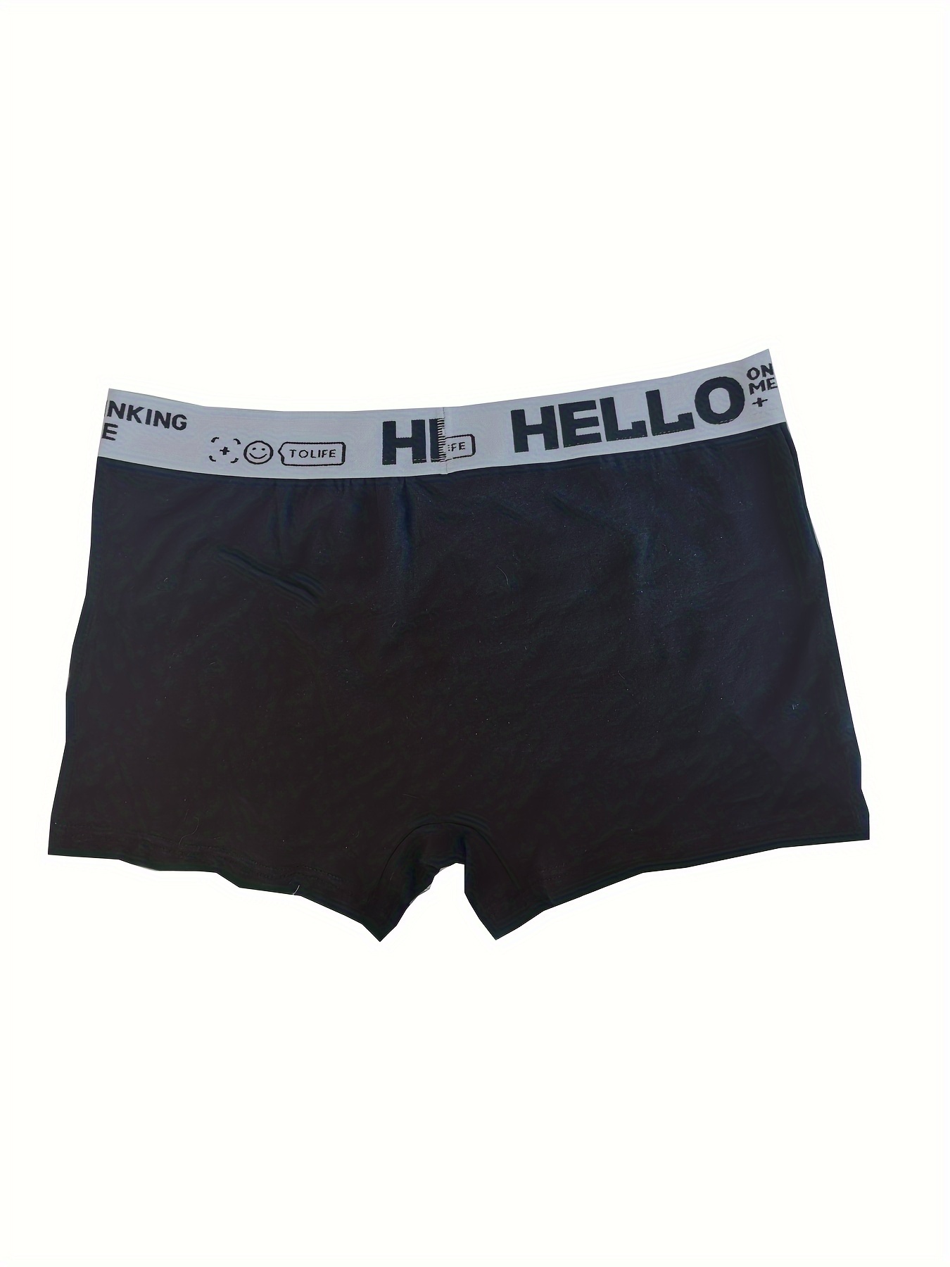 Men's 'hello' Print Fashion Striped Cotton Boxer Briefs - Temu