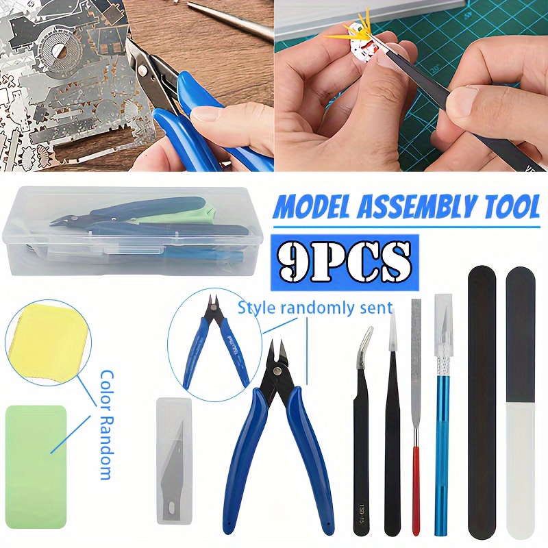 DIFFLIFE Professional 9 PCS Model Tools Kit Modeler Basic Tools Craft Set  Hobby Building Tools Kit for Gundam Car Model Building Repairing and
