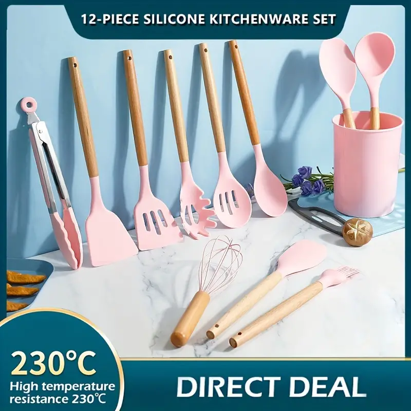 Silicone Utensil Set, Safety Cooking Utensils Set, Non-stick Kitchen  Cooking Turner, Slotted Spatula, Cooking Soup Spoon, Colander Spoon, Whisk,  Pasta Spoon, Tongs, Oil Brush, Cream Spetula, Kitchen Stuff, Kitchen  Gadgets, School Supplies 