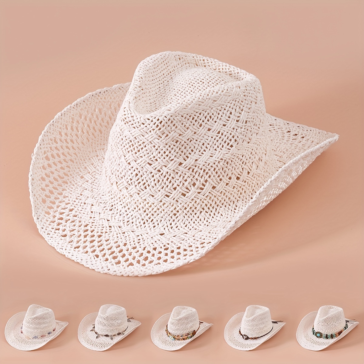 Sombrero De Paja Estilo Vaquero Bohemio Occidental, Con Protección Uv Y  Diseño Transpirable De Estilo Jazz, Ideal Para Uso Al Aire Libre. - Joyería  Y Accesorios - Temu Mexico