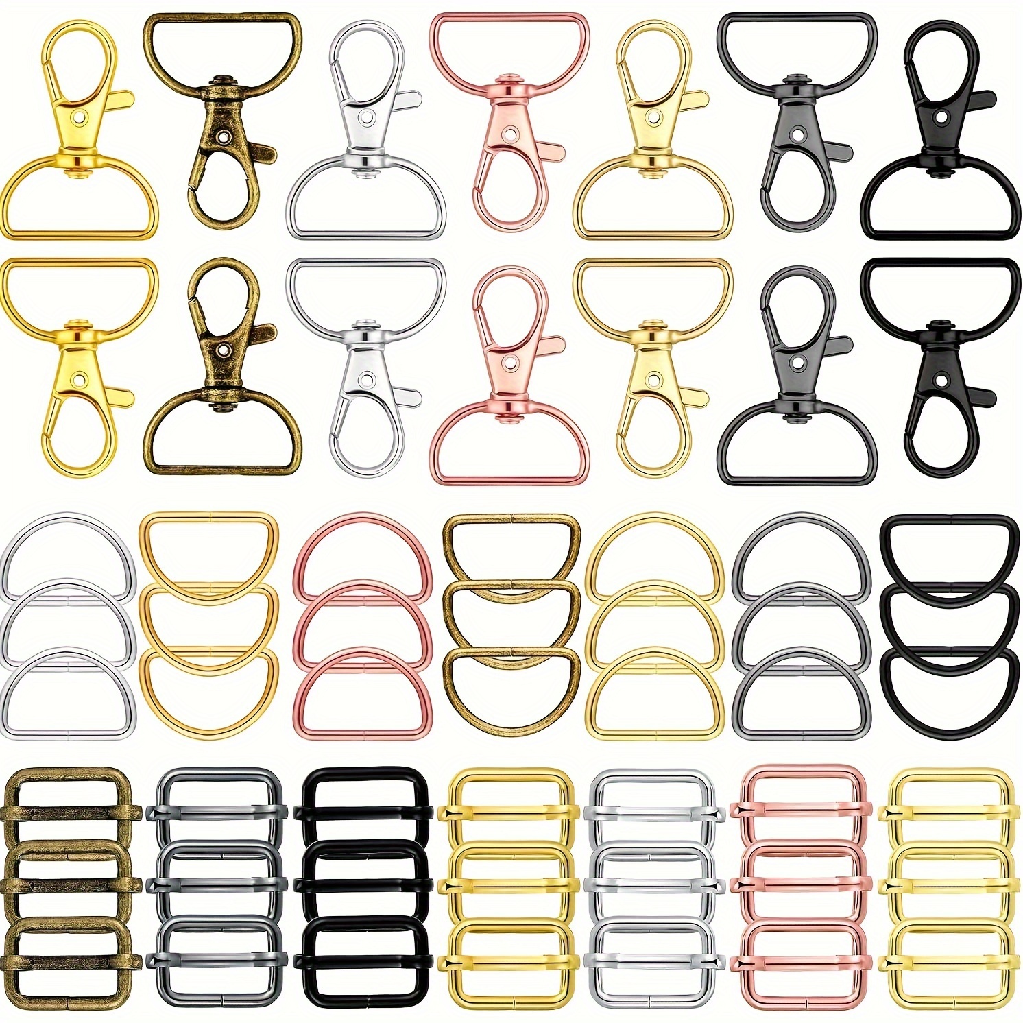 

56pcs Mixed-color Set Belt Clip With Rotating Spring Buckles For Pet Collars Making