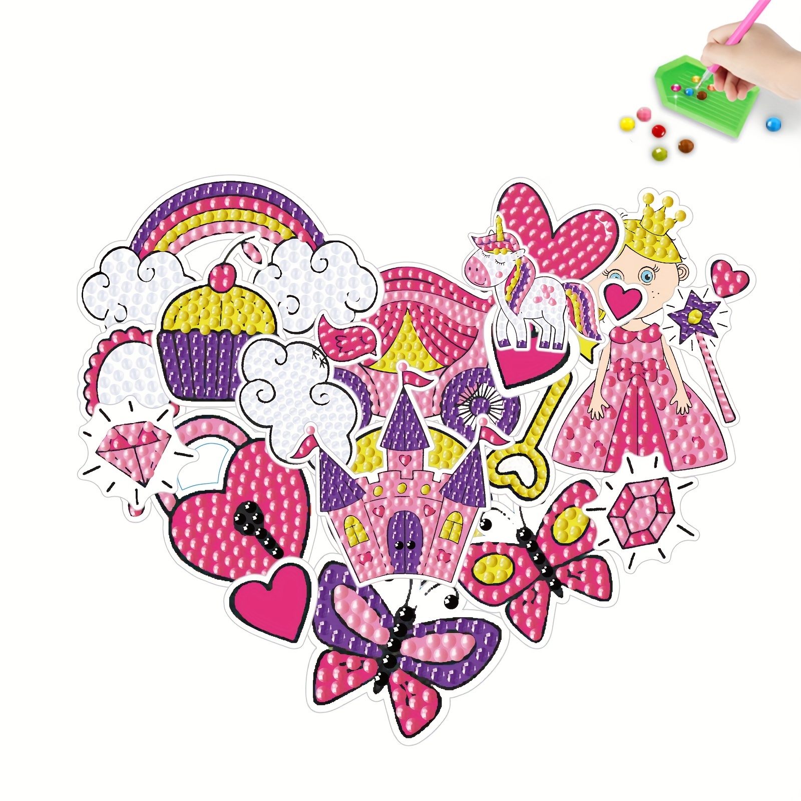 Diamond Painting Kits For Kids, Mosaic Stickers. Art Kits For Kids, Diamond  Painting Stickers, Gem Stickers, Gem Art And Craft Kits For Kids, Girls 6-8-12  - Temu