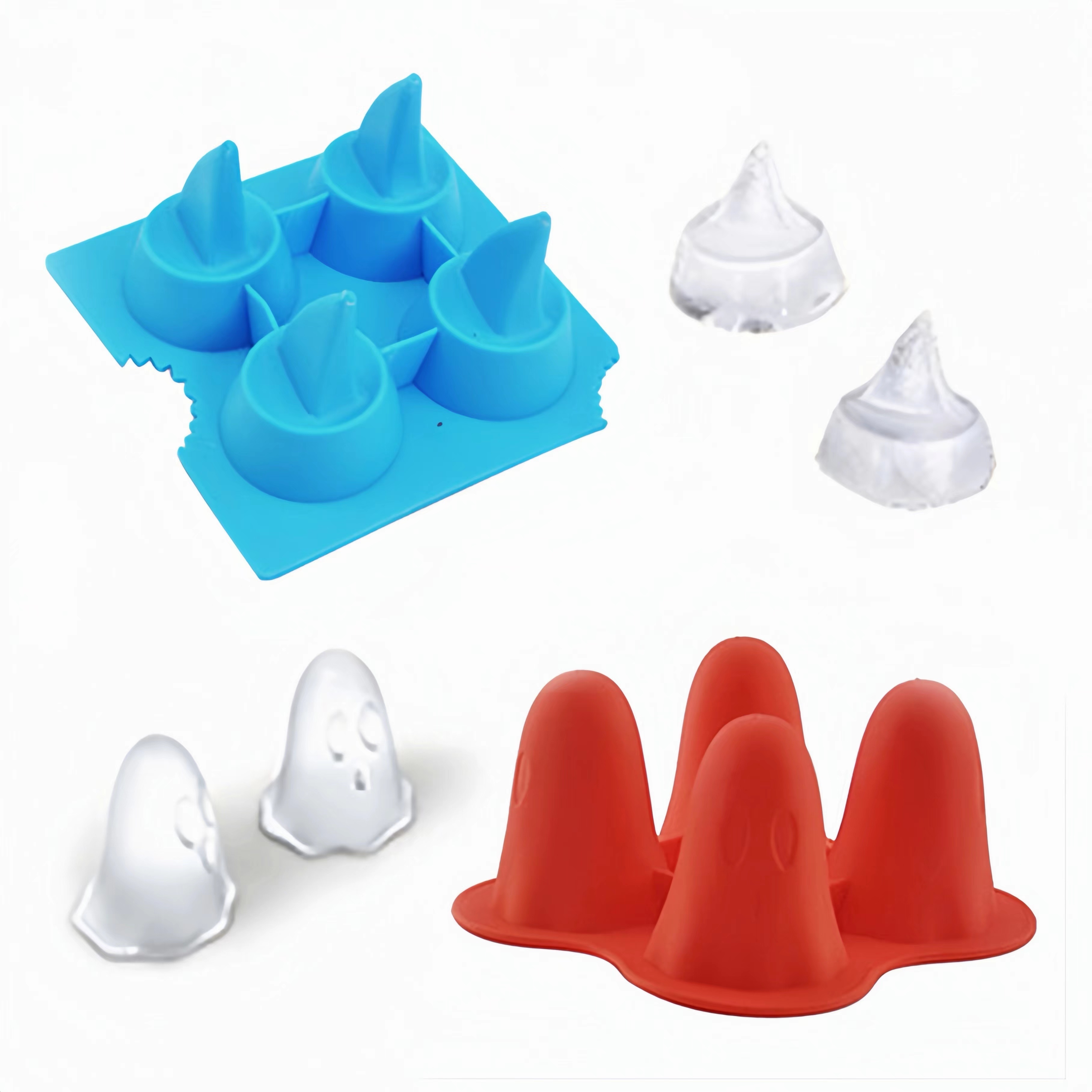 EXQUIMEUBLE 4pcs Ghost Ice Tray Halloween Decor Silicone Tray