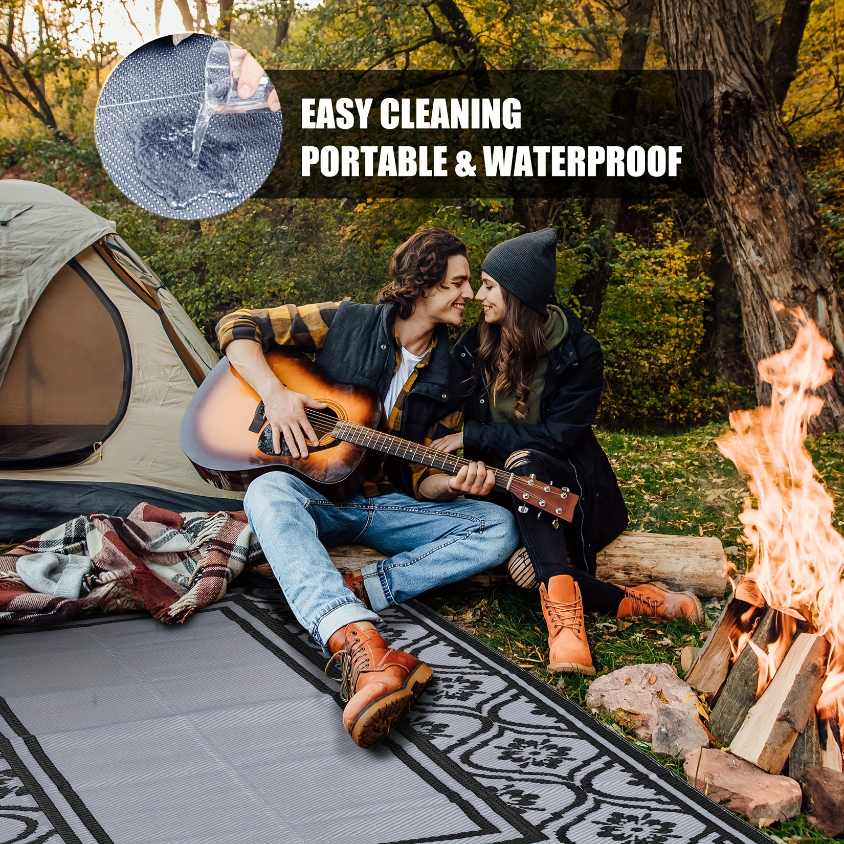 HUGEAR Outdoor Rug for Patios Clearance,Waterproof Mat,Large