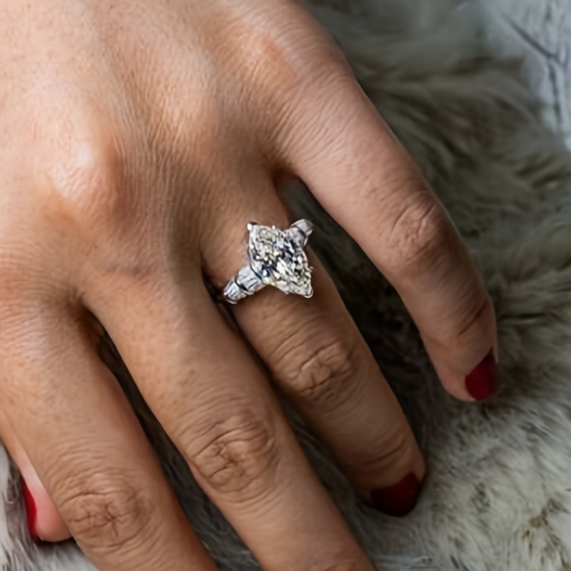 6 Prong Set Marquise Zirconia Ring for Women, Perfect for Engagements