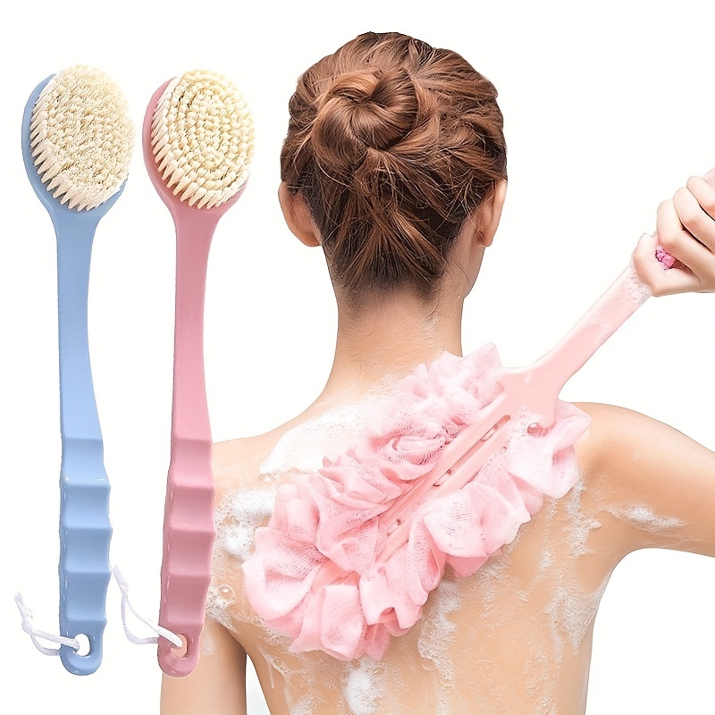 1pc Soft Body Scrubber Shower Exfoliating Scrubs Long Handle Bath Brush  Exfoliator Skin Massager Cleaning Brush Bathroom Accessories