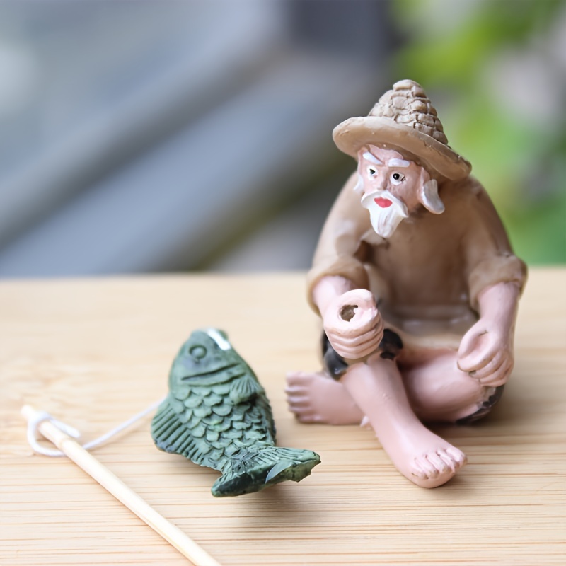 Water Decoration Tree And Person Fishing Small Fishing Props, For Fish Tank  Decor