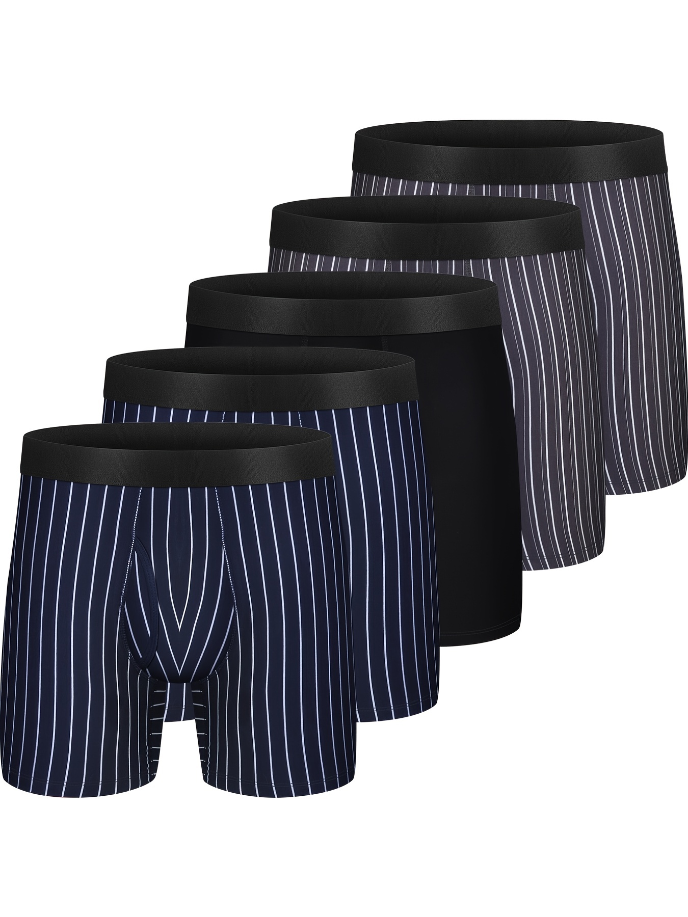 5 Multipack Men's Boxer Briefs Cotton Underwear Regular Stretch Elastic  Wide Band Boxer Briefs