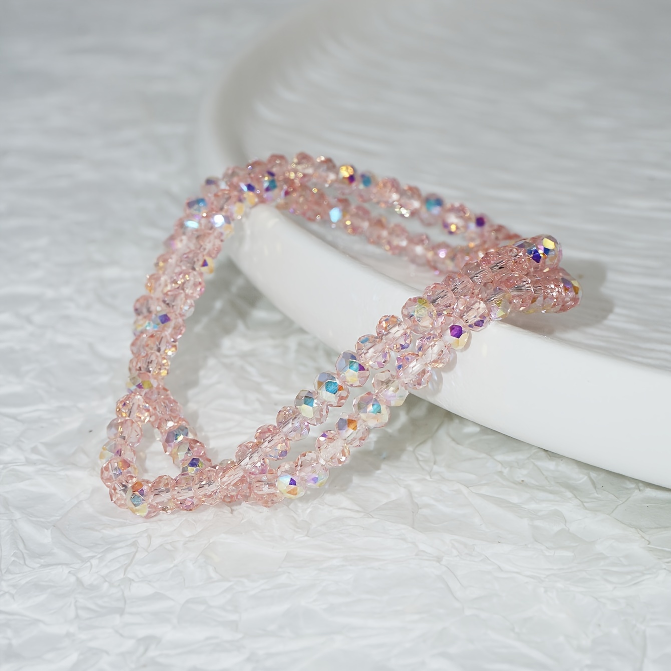 

Luxurious Pink Crystal Beaded Bracelet For Women - Sparkling Multilayer Design, Casual Attire & Parties, Cute Bracelets