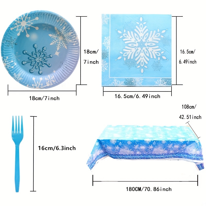 Frozen Birthday Party Dinnerware, Christmas Snowflake Paper Plates And  Luncheon Napkins Blue Forks Tablecloth Winter Wonderland Tableware Set For Winter  Xmas Holiday Party Decorations 20 Guests Temu