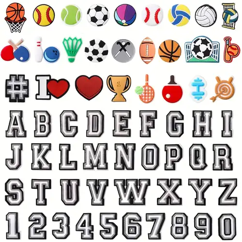 26 Pcs Letters Numbers Inspired Shoe Charms for Croc Clog Sandals , Alphabet ABC-Z Letter,Deluxe Accessories Charms for Boys Girls Teens and Adults