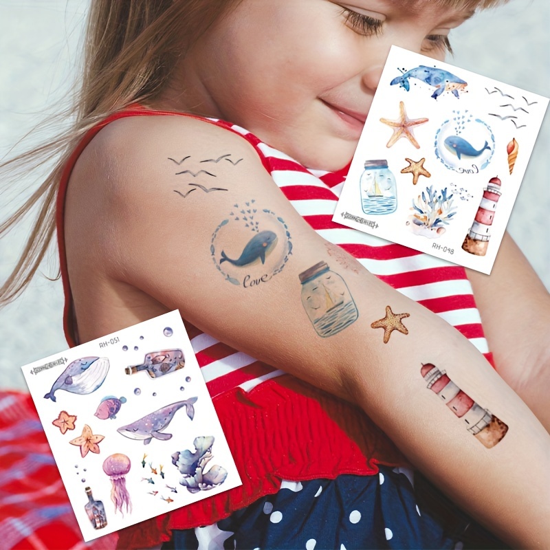 5 Fogli, Tatuaggi Luminosi Con Stile Organismi Marini Per Bambini, Adesivi  Temporanei Con Organismi Marini Per Ragazzi E Ragazze, Regali Per Feste  Luminose Per Bambini, Stile 2