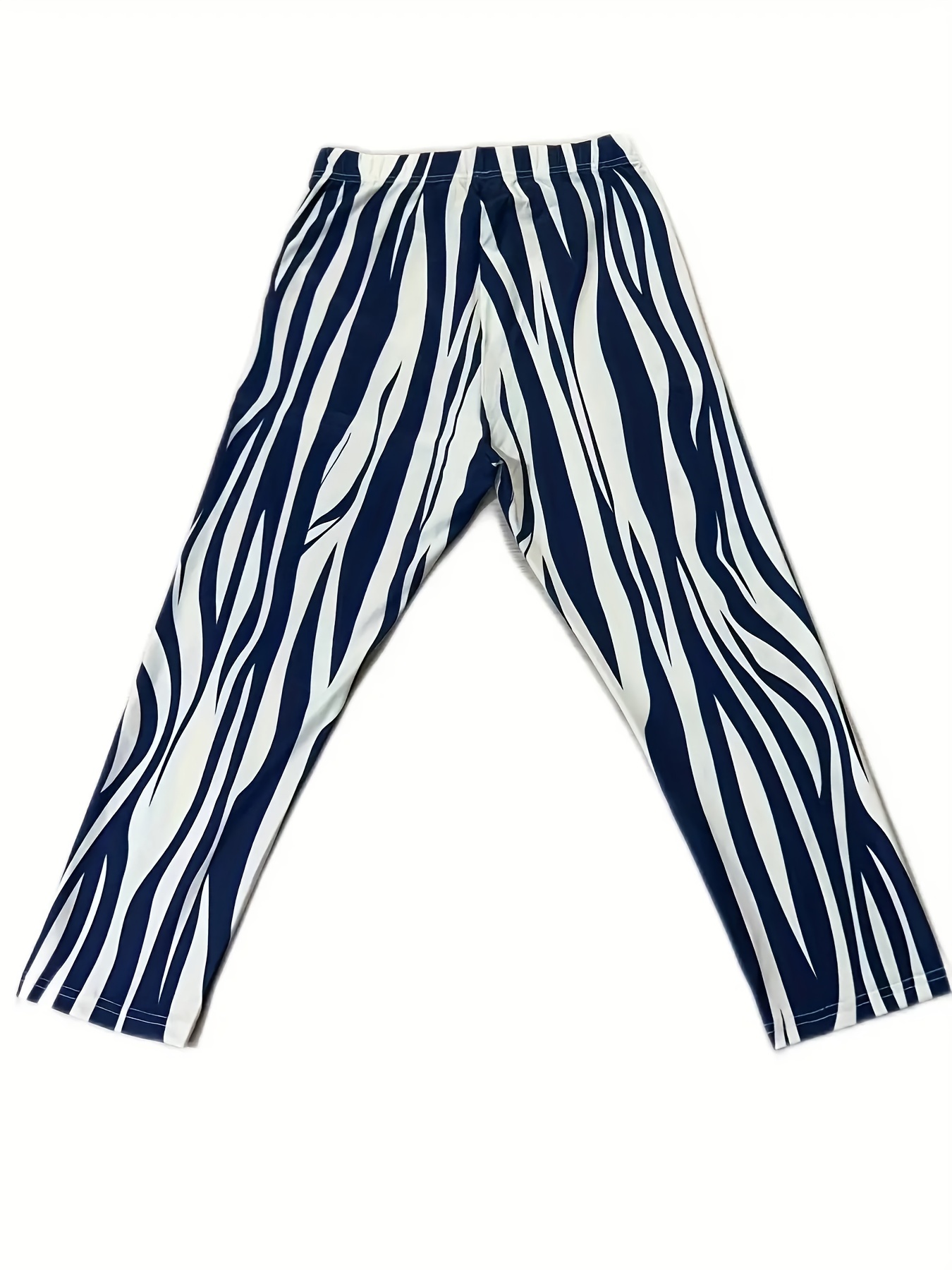 Plus Size Basic Capri Pants Women's Plus Zebra Print High - Temu Australia