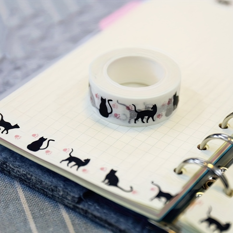New Cartoon Black Cat Paper Washi Tapes Masking Tape - Temu