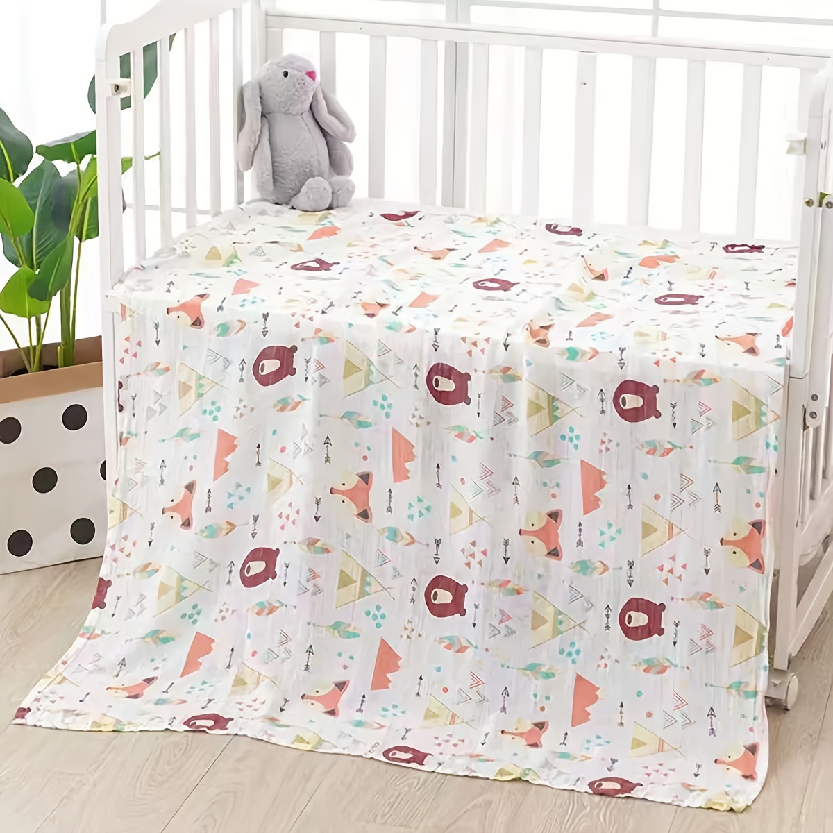  HGHG Cute Bamboo Cotton Muslin Swaddle Blankets Premium  Receiving Blanket for Boys & Girls 47 x 47 Baby Bear Blanket : Baby