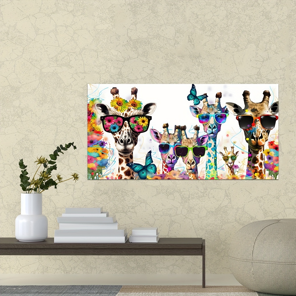 1pc Decorate Wall Poster, Wall Art Canvas Painting, Printed Painting  Colorful Giraffe Modern Wall Art Print On Canvas - Animal Picture Creative  Art Wo