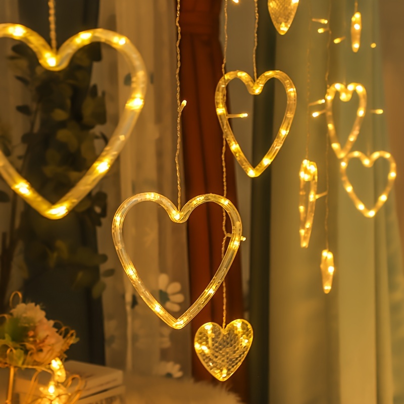 1 2 3 4pcs Love Heart Fairy Curtain Lights Battery Powered Clear