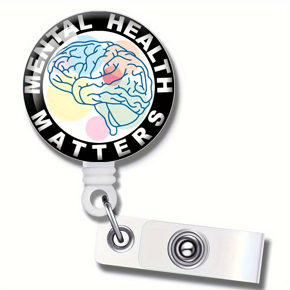 1pc Mental Health Problems Badge Reel Retractable Belt Clip With Card  Buckle Funny Retractable Work * Badge Holder Name ID Card Badge Retain