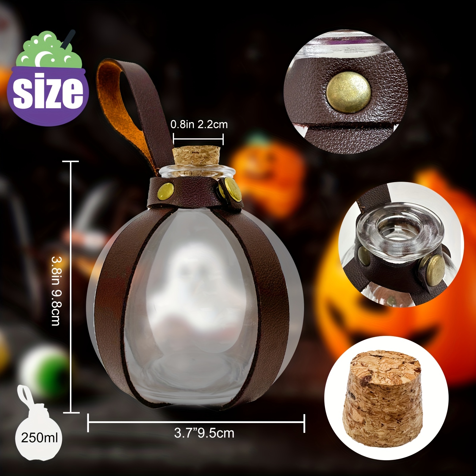 Gejoy 2 Pcs 16.9 oz / 500 ml Halloween Potion Bottle with Cork Light up  Glass Lamp Birthday Gift with LED Battery Operated Potion Bottles Cork  Lights