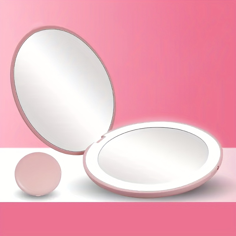 LED Licht Make-up Spiegel faltbare Make-up kleinen Taschen spiegel für  Frauen Leucht effekt rosa weiß Mini-Spiegel - AliExpress