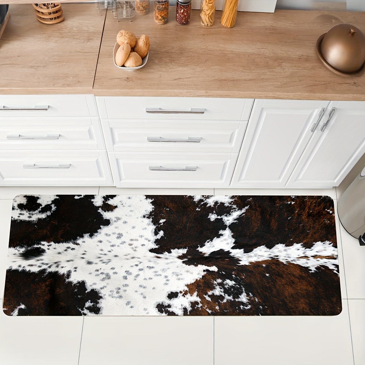 christmas Wooden Cow' Kitchen Floor Mat, Non-slip Oil-proof Floor