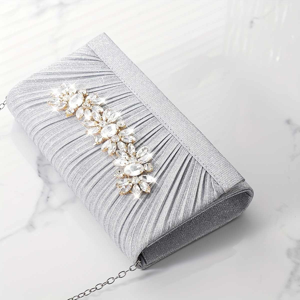 Eye-catching Rhinestone Embellished Rectangle Evening Clutch Bag