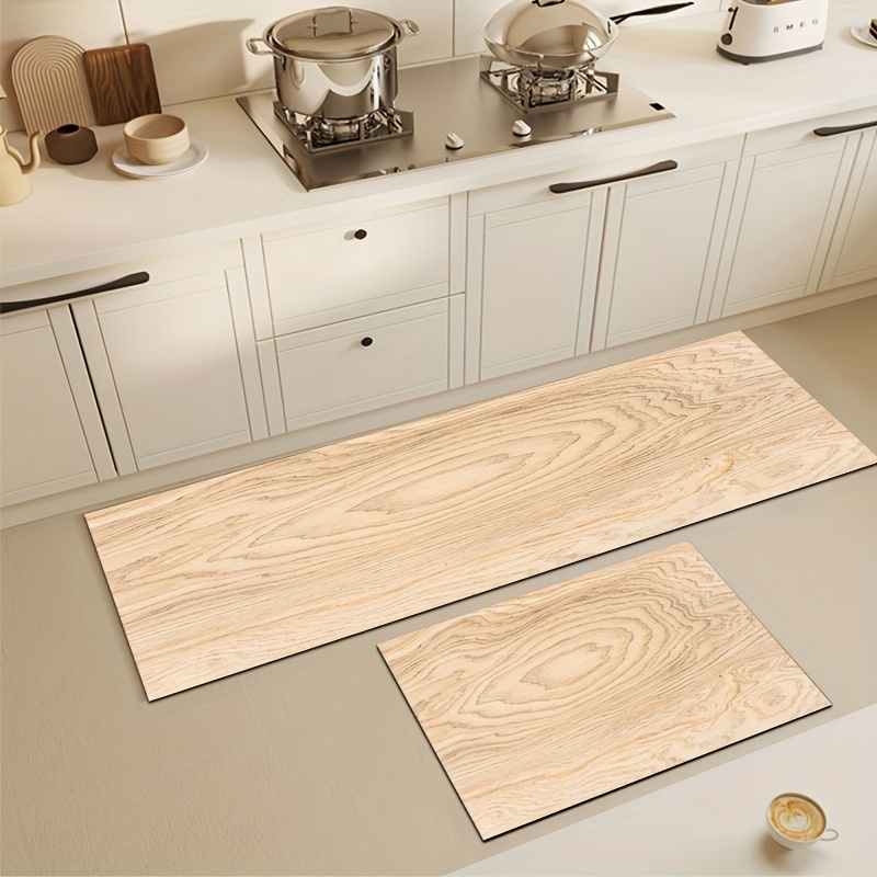 Kitchen Floor Mat, Soft Diatom Mud Kitchen Mat, Wood Grain Rubber