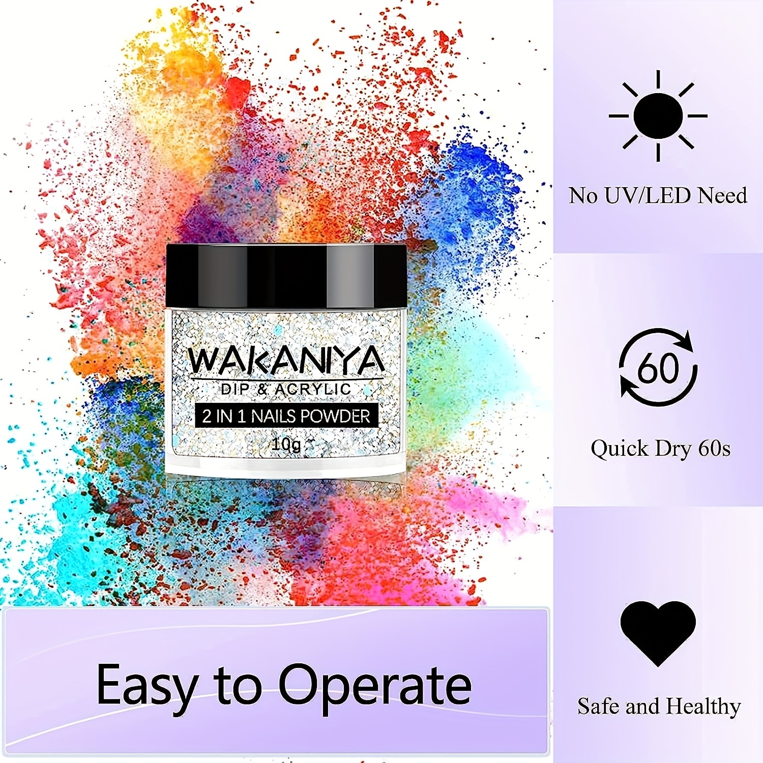 Wakaniya Dip Powder Nail Kit-12 Colors Glitter Dip Powder Pink